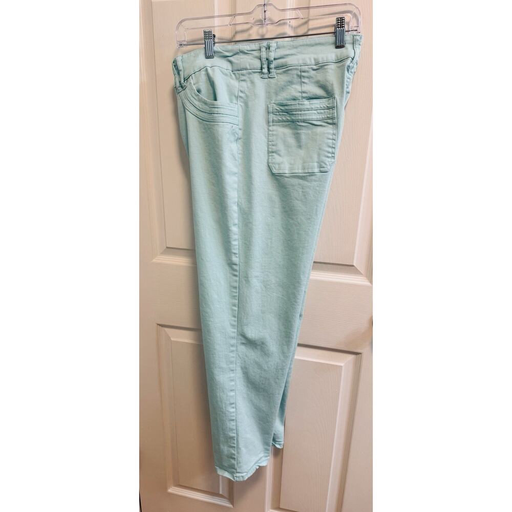 Susan Graver Jeans Size 16 Mint Green Straight Leg A638430 Zip Button Pockets